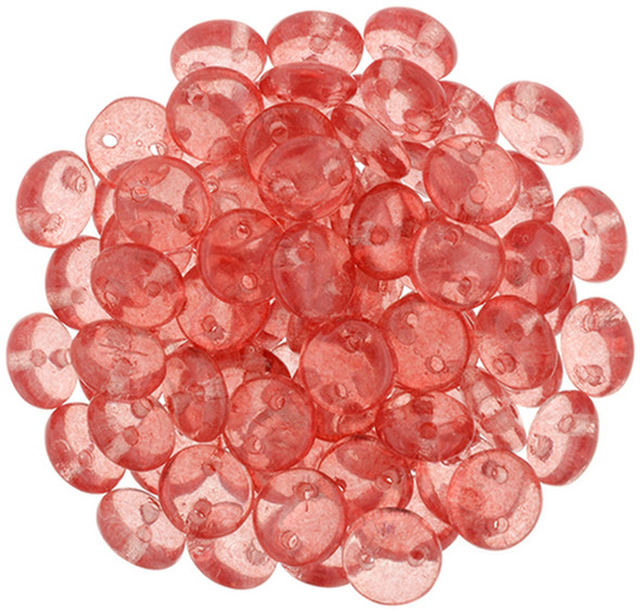 2-Hole Lentil Beads 6mm CzechMates TRANSPARENT AURORA RED
