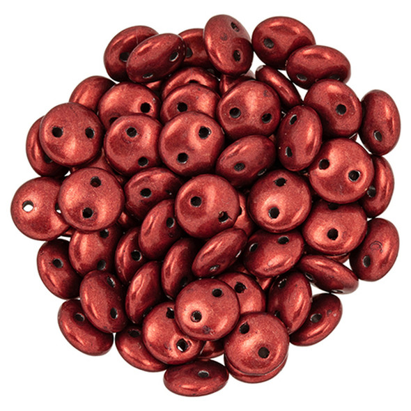 2-Hole Lentil Beads 6mm CzechMates SATURATED METALLIC MERLOT