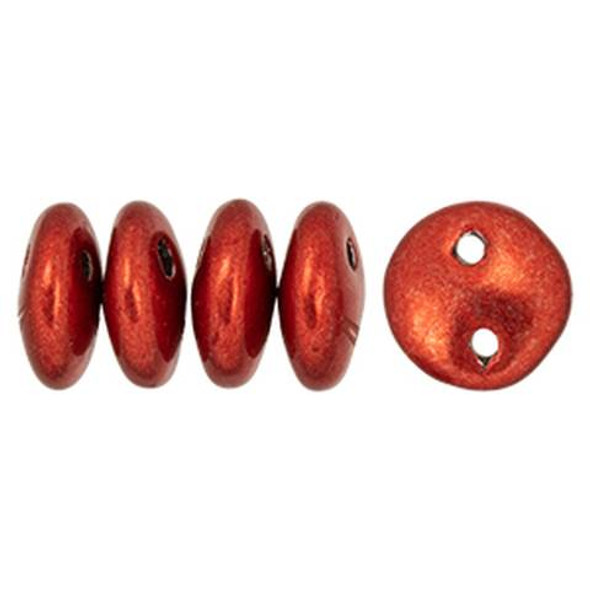 2-Hole Lentil Beads 6mm SATURATED METALLIC CRANBERRY