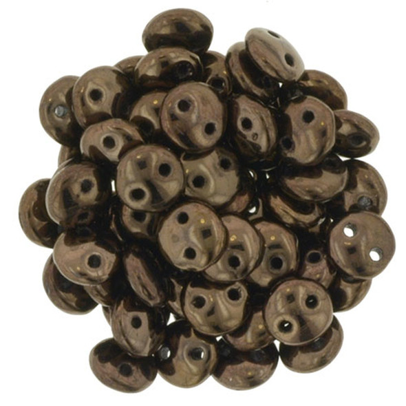 2-Hole Lentil Beads 6mm CzechMates DK BRONZE