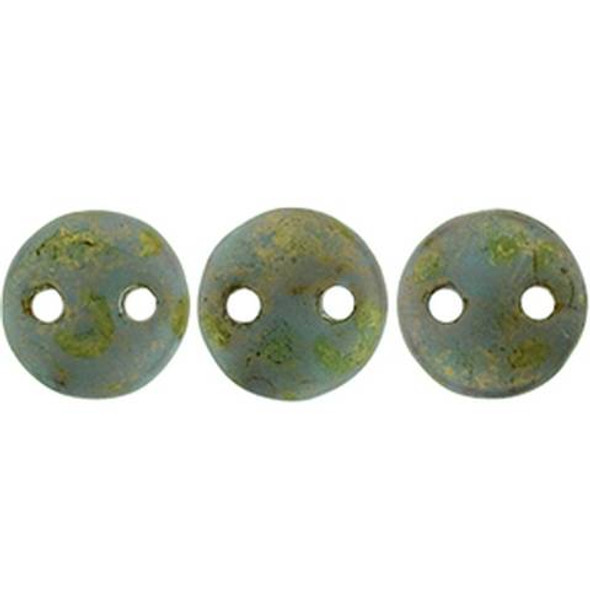 2-Hole Lentil Beads 6mm TURQUOISE COPPER PICASSO