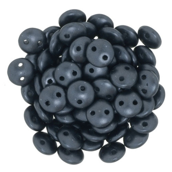 2-Hole Lentil Beads 6mm CzechMates PEARL COAT CHARCOAL