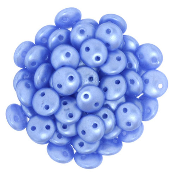 2-Hole Lentil Beads 6mm CzechMates PEARL COAT BABY BLUE