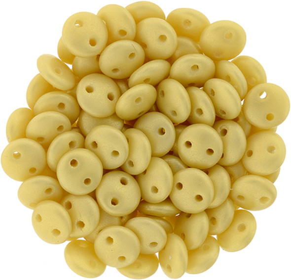 2-Hole Lentil Beads 6mm CzechMates SUEDED GOLD LAME' OPAQUE LT BEIGE