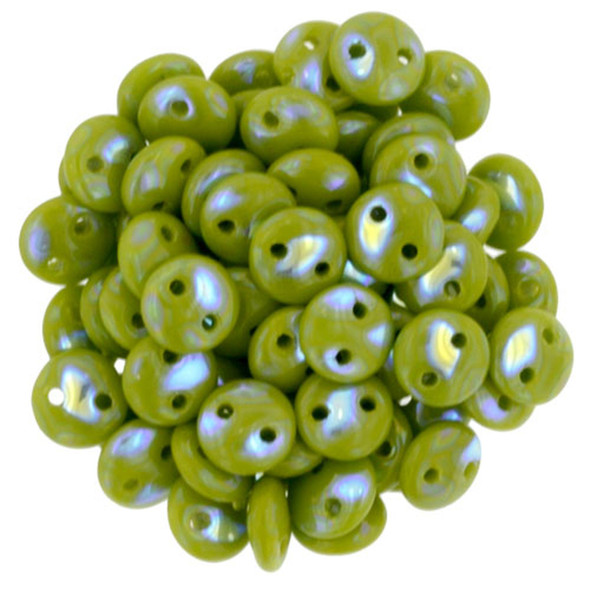 2-Hole Lentil Beads 6mm CzechMates PEACOCK OPAQUE OLIVE