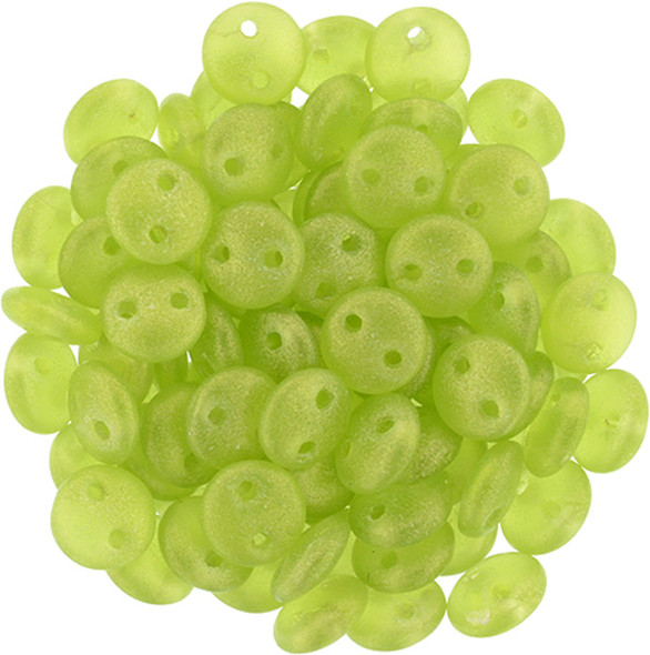 2-Hole Lentil Beads 6mm CzechMates SUEDED GOLD OLIVINE