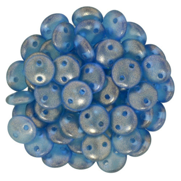 2-Hole Lentil Beads 6mm CzechMates HALO AZURITE