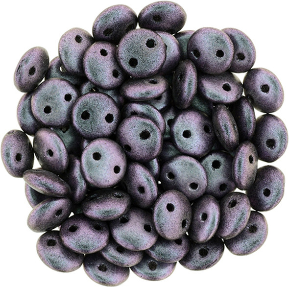 2-Hole Lentil Beads 6mm CzechMates POLYCHROME ORCHID AQUA