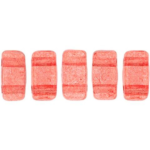 2-Hole Brick Beads CzechMates TRANSPARENT AURORA RED