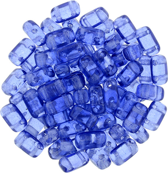 2-Hole Brick Beads 6x3mm CzechMates TRANSPARENT RIVERSIDE