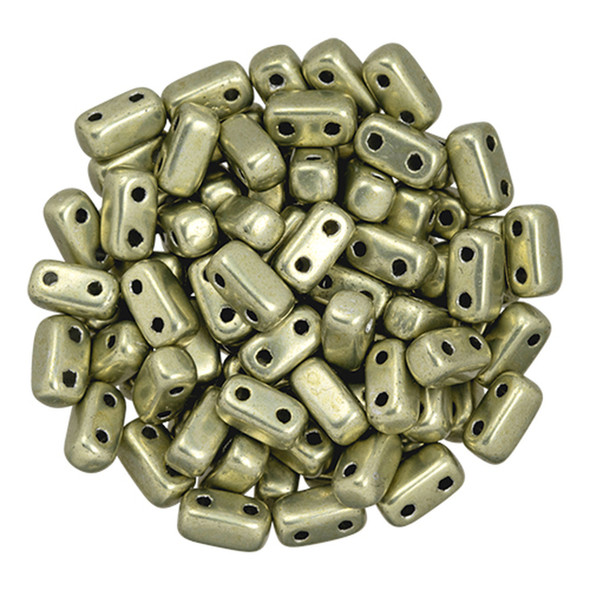 2-Hole Brick Beads 6x3mm CzechMates SATURATED METALLIC LIMELIGHT