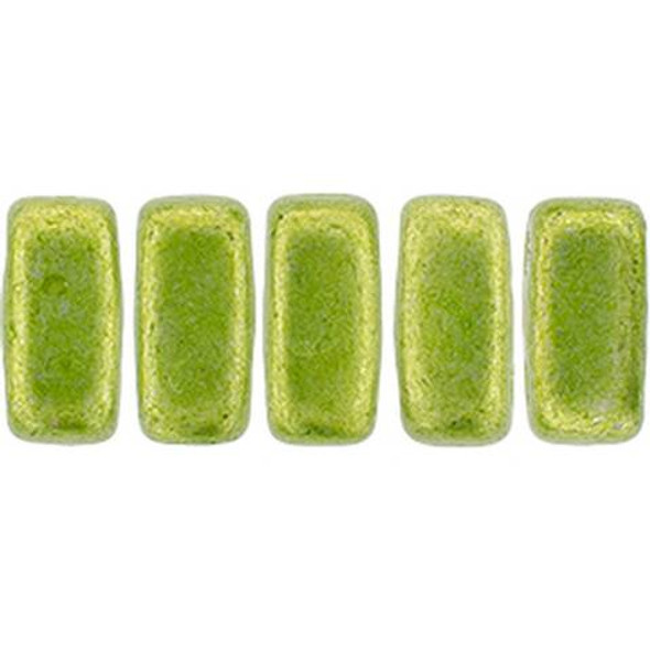 2-Hole Brick Beads CzechMates SATURATED METALLIC LIME PUNCH