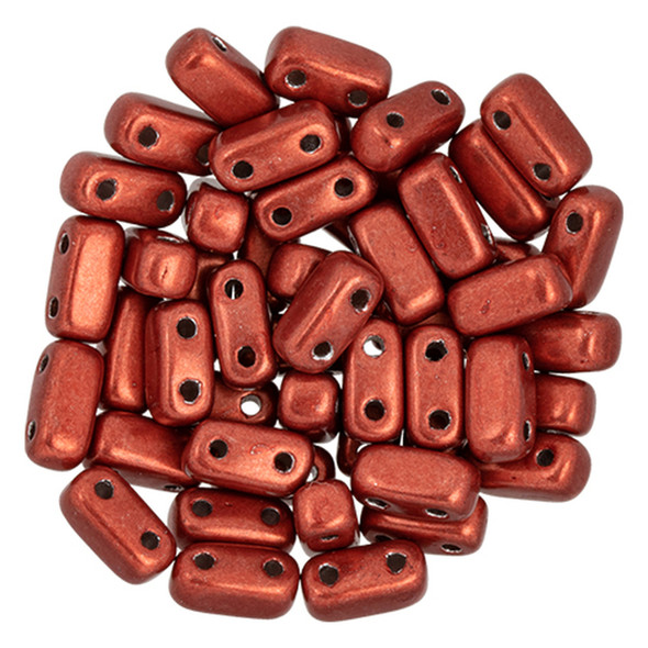 2-Hole Brick Beads 6x3mm CzechMates SATURATED METALLIC CHERRY TOMATO