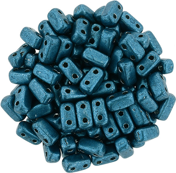2-Hole Brick Beads 6x3mm CzechMates SATURATED METALLIC SHADED SPRUCE