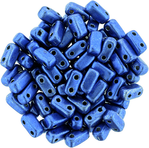 2-Hole Brick Beads 6x3mm CzechMates SATURATED METALLIC NAVY PEONY