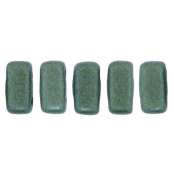 2-Hole Brick Beads CzechMates METALLIC SUEDE LT GREEN