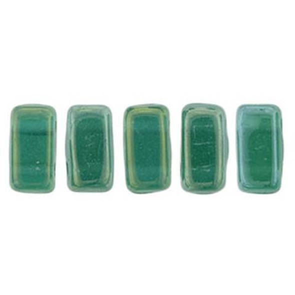 2-Hole Brick Beads CzechMates LUSTER IRIS ATLANTIS GREEN