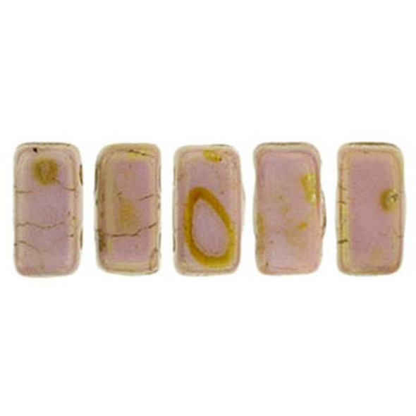 2-Hole Brick Beads CzechMates LUSTER OPAQUE ROSE GOLD TOPAZ