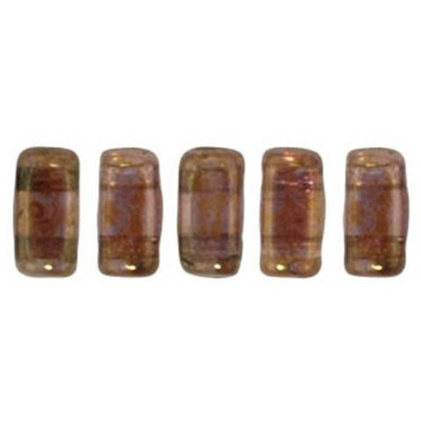 2-Hole Brick Beads CzechMates LUSTER ROSE GOLD TOPAZ