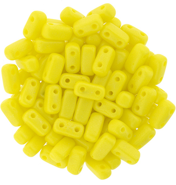 2-Hole Brick Beads 6x3mm CzechMates SUEDED GOLD OPAQUE YELLOW