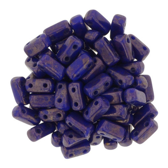 2-Hole Brick Beads 6x3mm CzechMates INDIGO MOON DUST