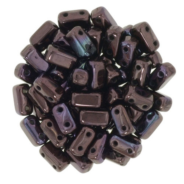 2-Hole Brick Beads 6x3mm CzechMates LUSTER METALLIC AMETHYST