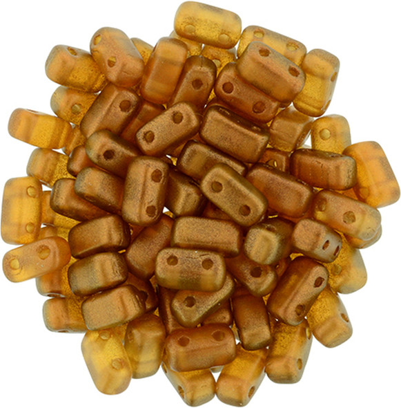 2-Hole Brick Beads 6x3mm CzechMates HALO SANDALWOOD
