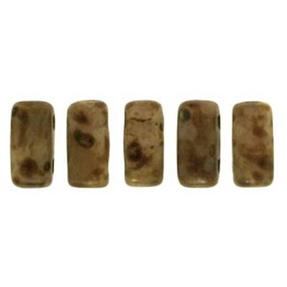 2-Hole Brick Beads CzechMates OPAQUE LT BEIGE COPPER PICASSO