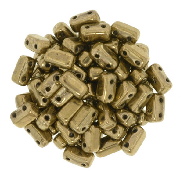 2-Hole Brick Beads 6x3mm CzechMates BRONZE