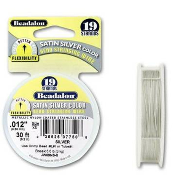 Beadalon 19 Bead Stringing Wire SATIN SILVER