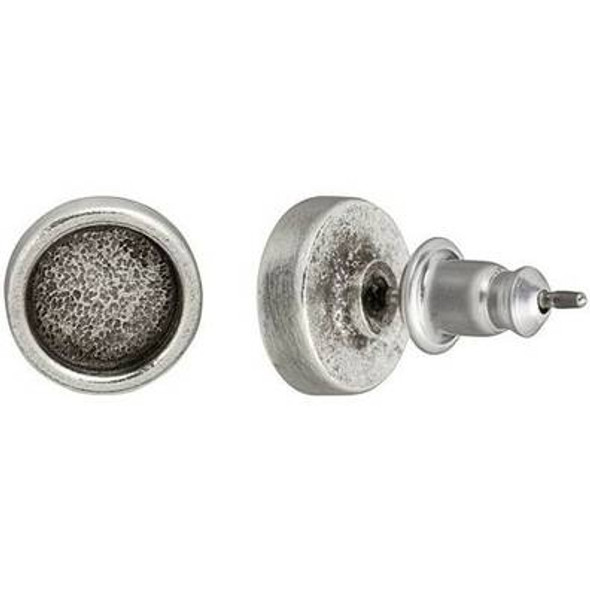 NUNN DESIGN Itsy Round Bezel Earring Post Antique Silver Plated Pewter