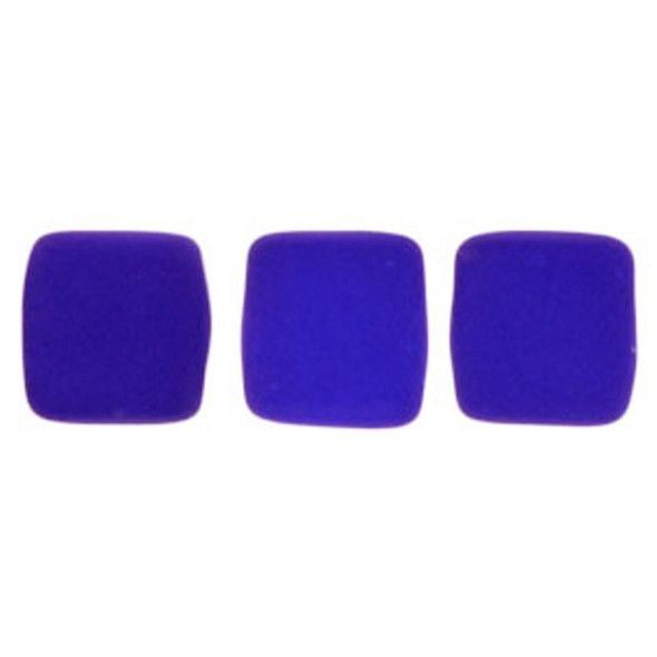 2-Hole TILE Beads 6mm NEON BLUE