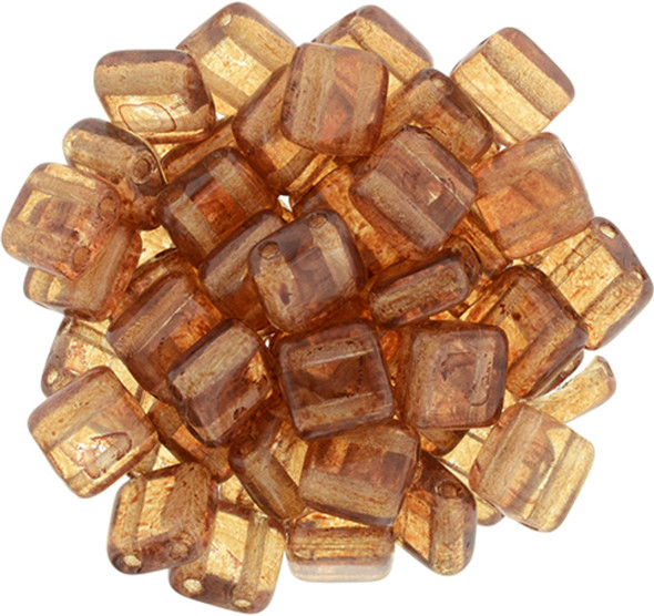 2-Hole TILE Beads 6mm CzechMates TRANSPARENT POTTER'S CLAY