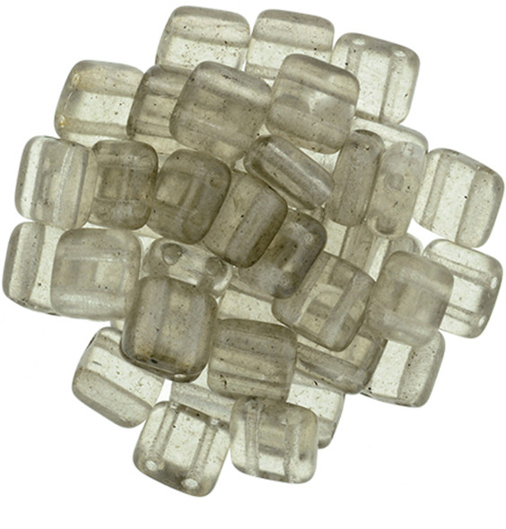 2-Hole TILE Beads 6mm CzechMates TRANSPARENT SHARKSKIN