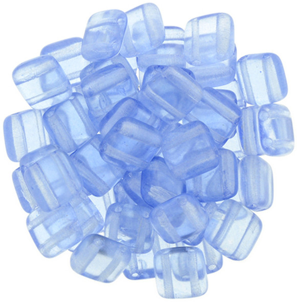 2-Hole TILE Beads 6mm CzechMates TRANSPARENT AIRY BLUE