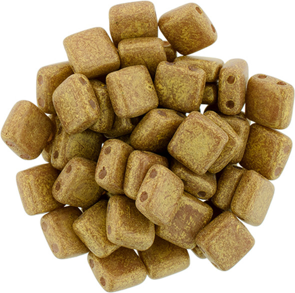 2-Hole TILE Beads 6mm CzechMates PACIFICA MACADAMIA