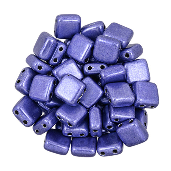 2-Hole TILE Beads 6mm CzechMates SATURATED METALLIC ULTRA VIOLET