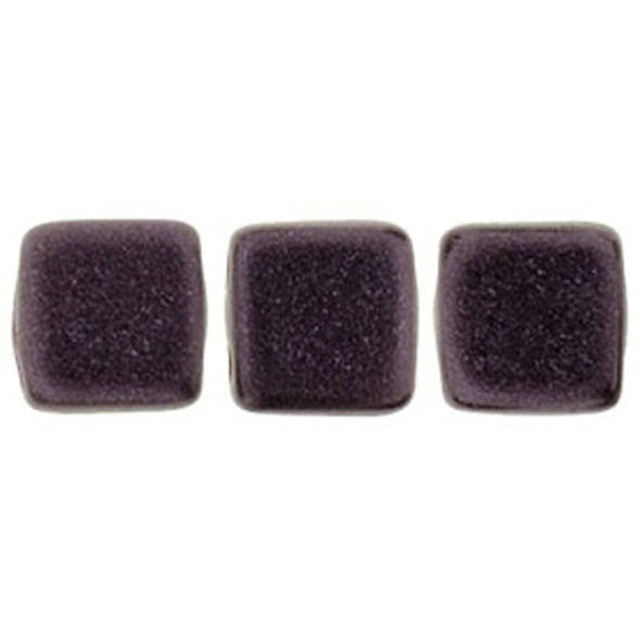 2-Hole TILE Beads 6mm METALLIC SUEDE DK PLUM