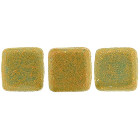 2-Hole TILE Beads 6mm TURQUOISE ANTIQUE SHIMMER