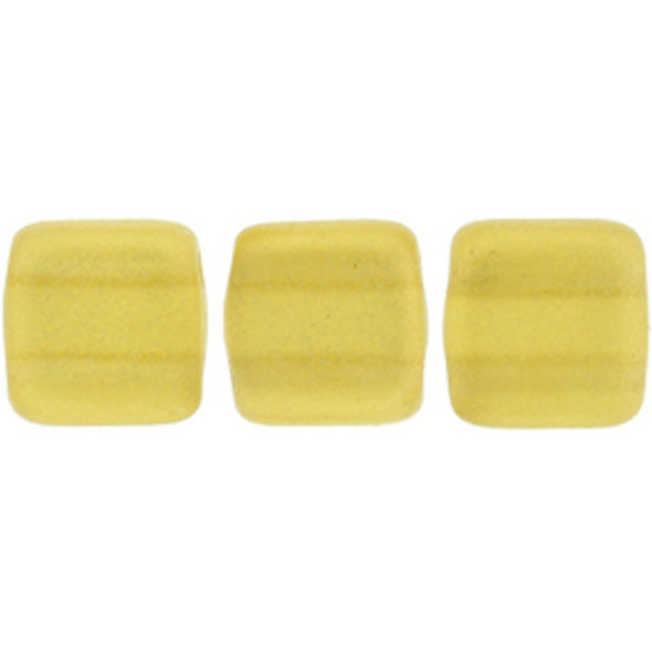 2-Hole TILE Beads 6mm SUEDED GOLD TOPAZ