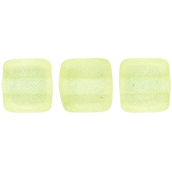 2-Hole TILE Beads 6mm SUEDED GOLD JONQUIL