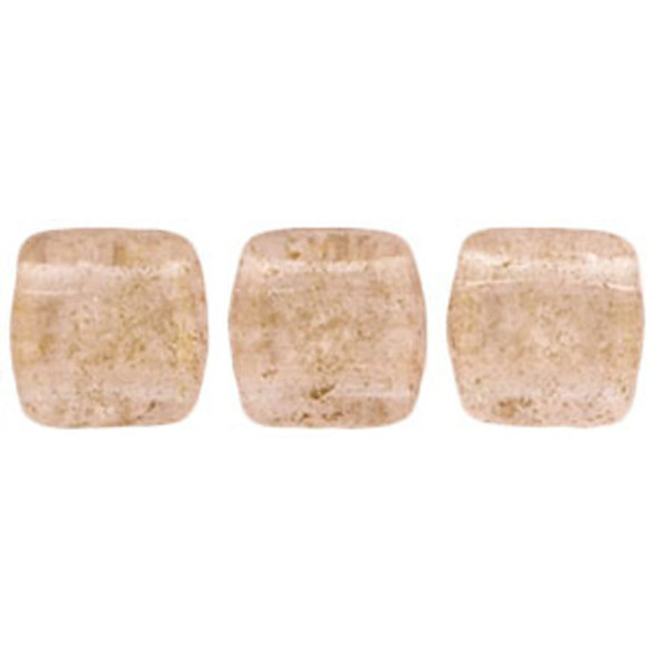 2-Hole TILE Beads 6mm GOLD MARBLED ROSALINE