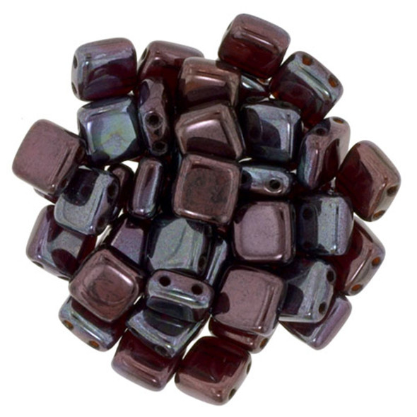 2-Hole TILE Beads 6mm CzechMates RUBY VEGA