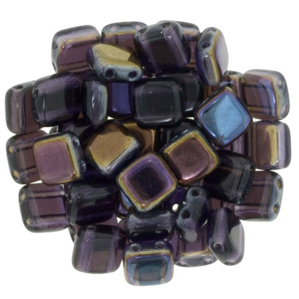 2-Hole TILE Beads 6mm CzechMates TANZANITE CELSIAN