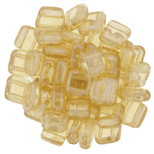 2-Hole TILE Beads 6mm CzechMates LUSTER TRANSPARENT CHAMPAGNE