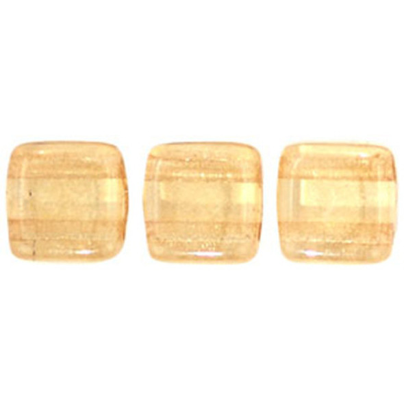 2-Hole TILE Beads 6mm LUSTER TRANSPARENT CHAMPAGNE