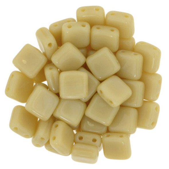 2-Hole TILE Beads 6mm CzechMates OPAQUE LT BEIGE