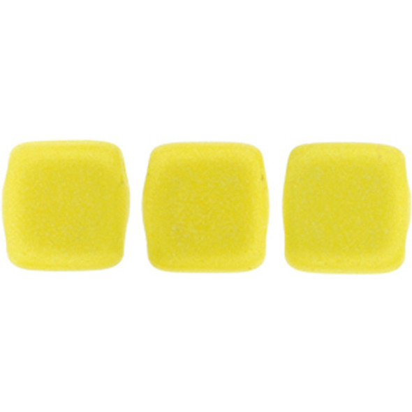 2-Hole TILE Beads 6mm SUEDED GOLD OPAQUE YELLOW