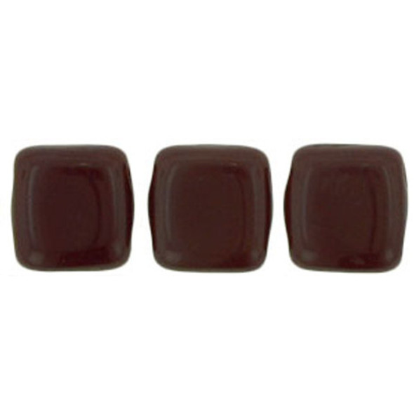 2-Hole TILE Beads 6mm OPAQUE DARK RED