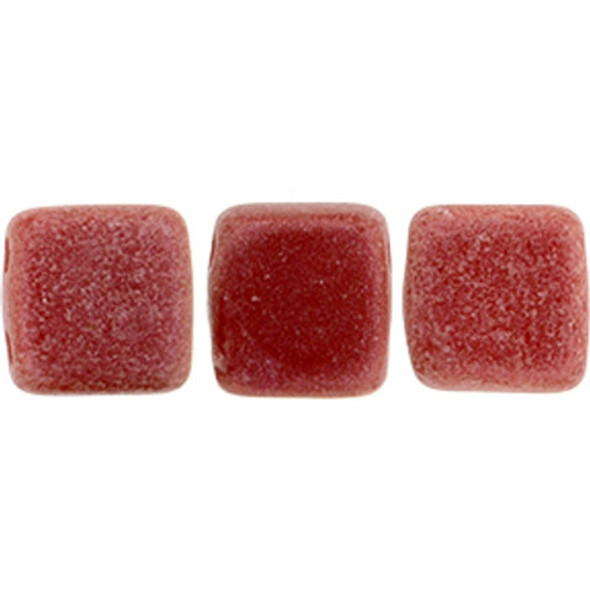 2-Hole TILE Beads 6mm METALLIC SUEDE GUAVA